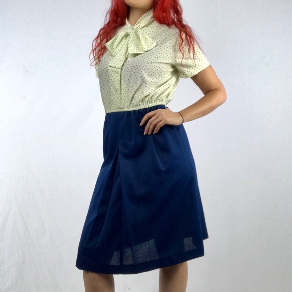 Vintage Dresses & Skirts - 😍 Vintage Ivory & Blue Dress